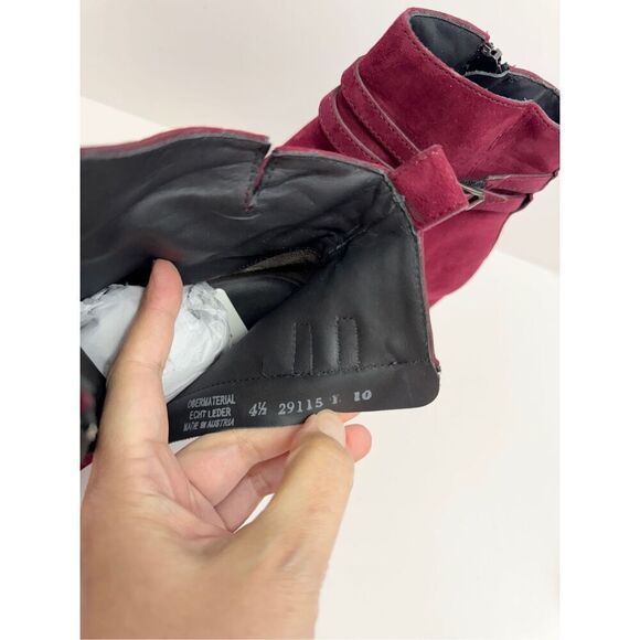 Paul Green Boots Size 7US Burgundy Sydney Italian Leather Block Heel Side Zip - Picture 8 of 10